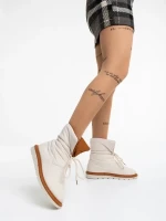 Zurine világos bézs, női csizma, textil anyagból