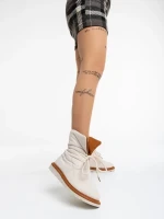 Zurine világos bézs, női csizma, textil anyagból