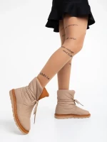 Zurine sötét bézs, női csizma, textil anyagból
