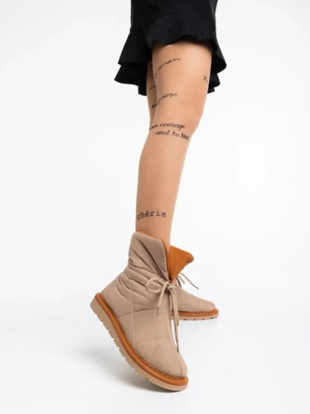 Zurine sötét bézs, női csizma, textil anyagból