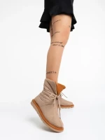 Zurine sötét bézs, női csizma, textil anyagból