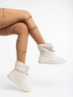 Louella világos bézs, női csizma, textil anyagból