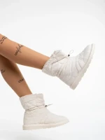 Louella világos bézs, női csizma, textil anyagból