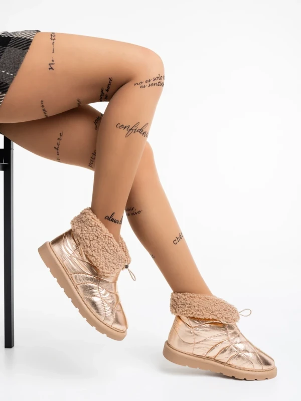 Louella  pezsgő színű, női csizma, textil anyagból