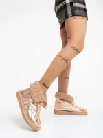 Louella  pezsgő színű, női csizma, textil anyagból