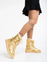 Tayte arany színű, női csizma, textil anyagból