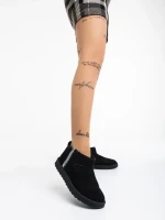 Aloani fekete , női csizma, textil anyagból