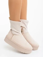 Cerena bézs női csizma textil anyagból
