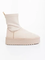Cerena bézs női csizma textil anyagból