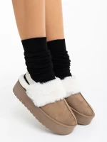 Delisia sötét bézs női papucs textil anyagból