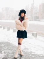 Talora bézs női csizma textil anyagból