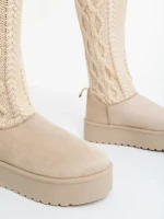 Talora bézs női csizma textil anyagból