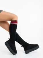 Talora fekete női csizma textil anyagból