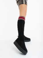 Talora fekete női csizma textil anyagból