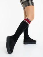 Talora fekete női csizma textil anyagból