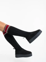 Talora fekete női csizma textil anyagból