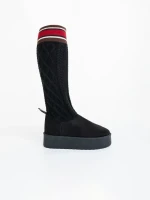 Talora fekete női csizma textil anyagból