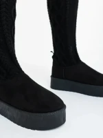 Talora fekete női csizma textil anyagból