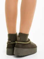 Zenona zöld női csizma textil anyagból