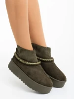 Zenona zöld női csizma textil anyagból