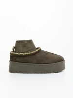 Zenona zöld női csizma textil anyagból