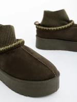 Zenona zöld női csizma textil anyagból