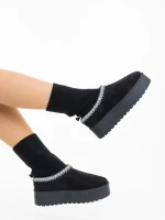 Diaza fekete női csizma textil anyagból
