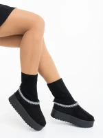 Diaza fekete női csizma textil anyagból