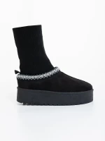 Diaza fekete női csizma textil anyagból