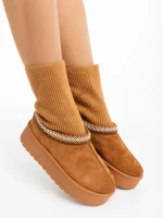 Diaza tevebarna női csizma textil anyagból