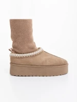 Diaza sötét bézs női csizma textil anyagból