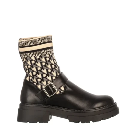 Dernia fekete és bézs női csizma