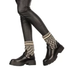 Dernia fekete és bézs női csizma