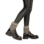 Dernia fekete és bézs női csizma