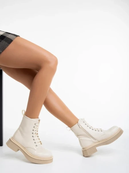 Hanieh bézs, női bakancs,  ökológiai bőrből