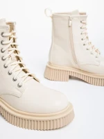 Hanieh bézs, női bakancs,  ökológiai bőrből