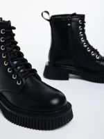 Hanieh fekete, női bakancs,  ökológiai bőrből