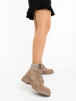 Megara bézs női bakancs textil anyagból