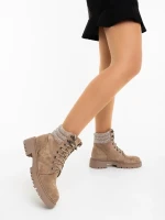 Megara bézs női bakancs textil anyagból