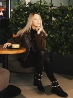 Veyda fekete női bakancs, műbőrből készült