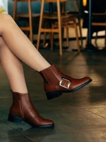 Vitera tevebarna női bokacsizma ökológiai bőrből