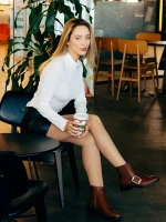 Vitera tevebarna női bokacsizma ökológiai bőrből