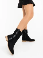 Ladonna fekete női csizma textil anyagból