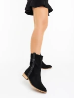 Ladonna fekete női csizma textil anyagból