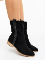 Ladonna fekete női csizma textil anyagból