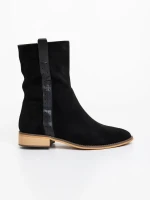 Ladonna fekete női csizma textil anyagból