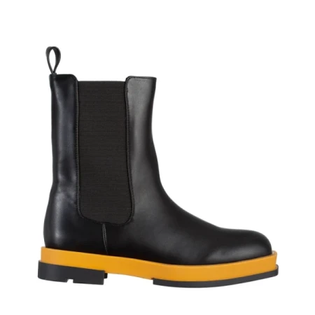 Verma fekete és sárga női csizma, műbőrből készült