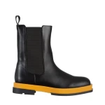 Verma fekete és sárga női csizma, műbőrből készült