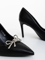 Xenora fekete női magassarkú cipő ökológiai bőrből