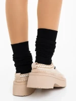 Zafira világos bézs női papucs textil anyagból